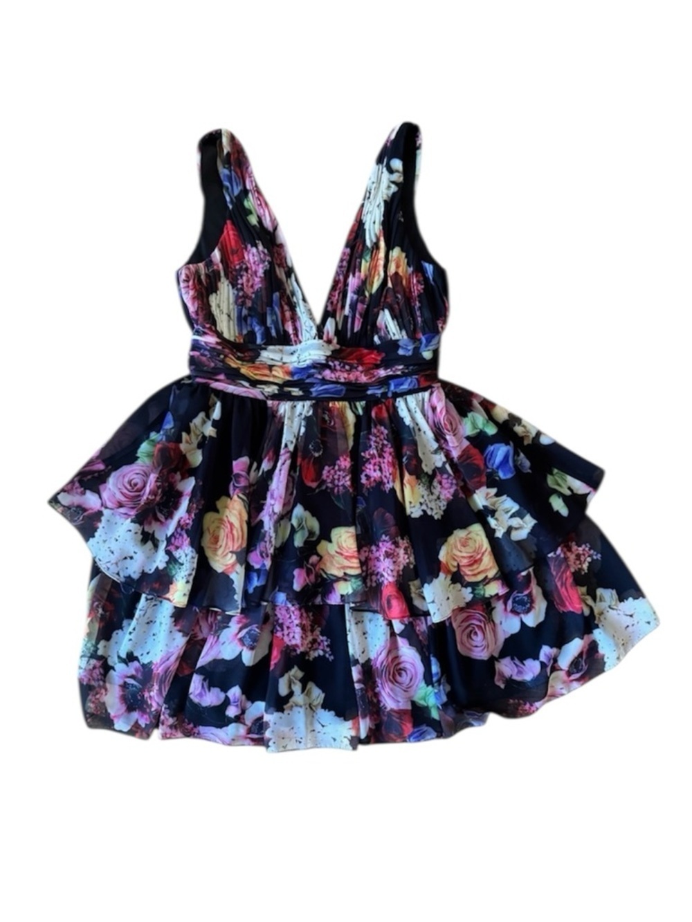 IEENA For MacDuggal Size 8 Mini Dress Party Cocktail Wedding Floral Flowy